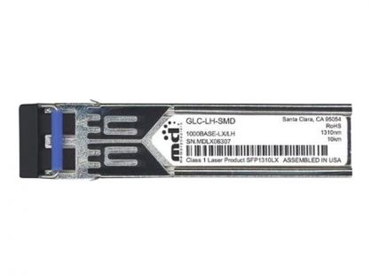 Cisco - SFP (mini-GBIC) transceiver module - 1GbE - 1000Base-LX, 1000Base-LH - LC/PC single-mode - up to 10 km - 1310 nm - for Cisco 38XX, 39XX, 4451, 892, 250 Series, Catalyst 29XX, 3650, ESS9300, ME 3600, UCS 62XX