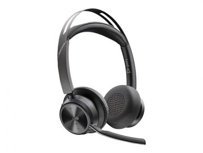 Poly Voyager Focus 2 - Headset - on-ear - Bluetooth - wireless - active noise cancelling - USB-C via Bluetooth adapter - black - Certified for Microsoft Teams, Zoom Certified