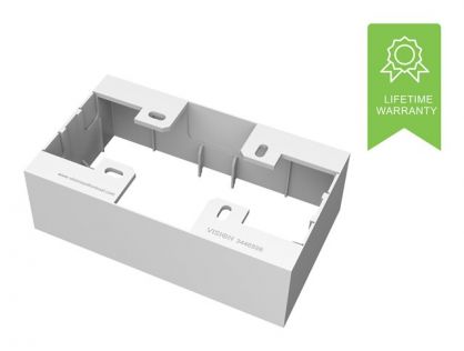 VISION Techconnect Modular AV Faceplate - LIFETIME WARRANTY - Double-Gang Surface Mount UK backbox - standard surface-mount backbox (pattress) - 146 x 86 x 45mm / 5.8" x 3.4" x 1.8" - plastic - white