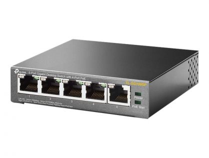 TP-Link TL-SG1005P - Switch - unmanaged - 4 x 10/100/1000 (PoE) + 1 x 10/100/1000 - desktop - PoE (56 W)