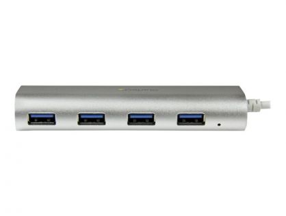 StarTech.com 4 Port Portable USB 3.0 Hub with Built-in Cable - Aluminum and Compact USB Hub (ST43004UA) - hub - 4 ports