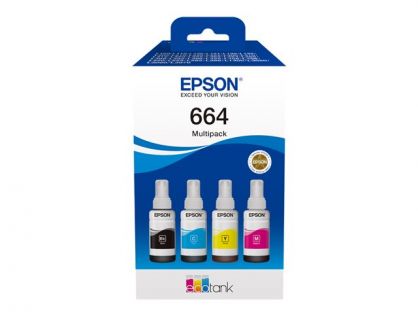 Epson EcoTank 664 - 4-pack - black, magenta, cyan, yellow - original - ink tank - for Epson L380, L395, L495, EcoTank ET-2650, L1455, L656, EcoTank ITS L3050, L3060, L3070