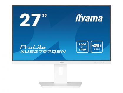 iiyama ProLite XUB2797QSN-W1 - LED monitor - 27" - 2560 x 1440 WQHD @ 100 Hz - IPS - 250 cd/m² - 1300:1 - 1 ms - HDMI, DisplayPort - speakers - matte, white