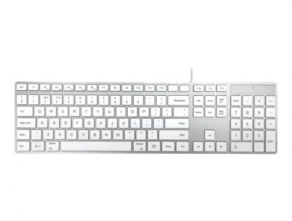 Accuratus 301 MAC USB Type C - USB Type C Wired Full Size Apple Mac Multimedia Keyboard With White Square Tactile Keys And Silver Ca