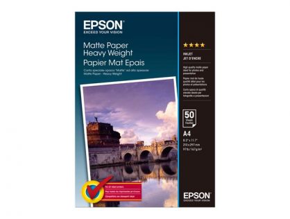 Epson Media, Media, Sheet paper, Matte Paper Heavy Weight, Home - Photo Paper, Photo, A4, 210 mm x 297 mm, 167 g/m2, 50 Sheets, Singlepack