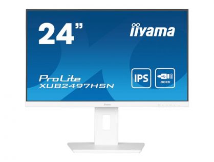 iiyama ProLite XUB2497HSN-W1 - LED monitor - 24" (23.8" viewable) - 1920 x 1080 Full HD (1080p) @ 100 Hz - IPS - 250 cd/m² - 1300:1 - 1 ms - HDMI, DisplayPort - speakers - matte, white