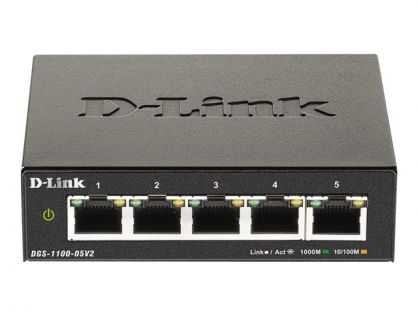 D-Link DGS 1100-05V2 - Switch - smart - 5 x 10/100/1000 - desktop - AC 100/240 V