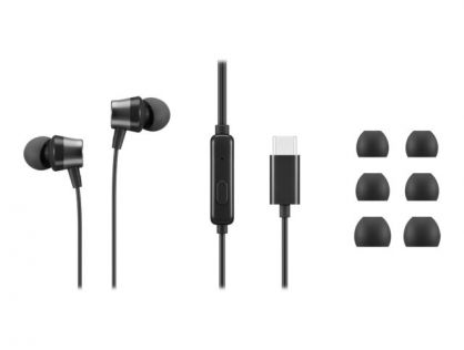 Lenovo Go - Earphones with mic - in-ear - black - for ThinkCentre M60q Chromebox, M70s Gen 3, M70t Gen 3, ThinkPad E14 Gen 3, P15v Gen 3