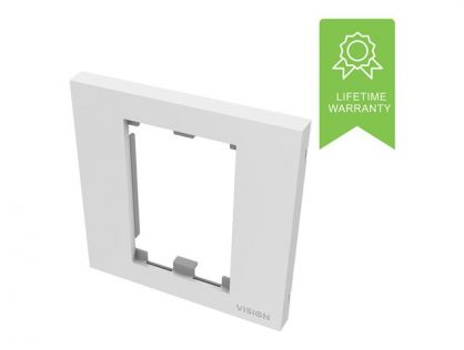 VISION Techconnect Modular AV Faceplate - LIFETIME WARRANTY - Single-Gang UK surround - frame which accommodates two modules - fits to TC3 BACKBOX1G or TC3 MUDRING1G, or any standard single-gang UK backbox (pattress) - 86 x 86 mm / 3.4 x 3.4" - plastic - 