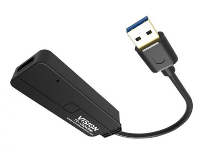 VISION Professional installation-grade USB-A to HDMI adapter - LIFETIME WARRANTY - plugs into USB and has full-sized HDMI socket - does not work for mac - maximum resolution 1920 x 1200 - USB-A 3.0 (M) to HDMI (F) - driver built into adaptor - black