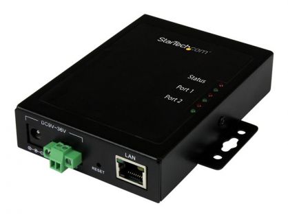 StarTech.com 2 Port Serial-to-IP Ethernet Device Server - RS232 - Metal and Mountable - Serial Device Server - RS232 Serial-Over-IP (NETRS2322P) - Device server - 2 ports - 100Mb LAN, RS-232 - AC 120/230 V / DC 9 - 36 V - in wall