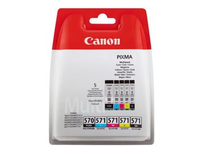 Canon PGI-570/CLI-571 PGBK/BK/C/M/Y Multi Pack - 5-pack - black, yellow, cyan, magenta - original - blister - ink tank - for PIXMA TS5051, TS5053, TS5055, TS6050, TS6051, TS6052, TS8051, TS8052, TS9050, TS9055