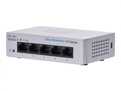 Cisco Business 110 Series 110-5T-D - Switch - unmanaged - 5 x 10/100/1000 - desktop, rack-mountable, wall-mountable - DC power