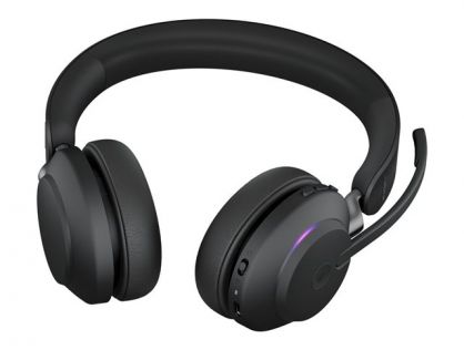 Jabra Evolve2 65 MS Stereo - Headset - on-ear - Bluetooth - wireless - USB-A - noise isolating - black - Certified for Microsoft Teams