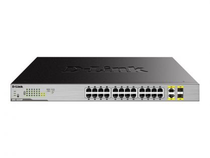 D-Link DGS 1026MP - Switch - unmanaged - 24 x 10/100/1000 (PoE) + 2 x combo Gigabit SFP - desktop, rack-mountable - PoE (370 W)