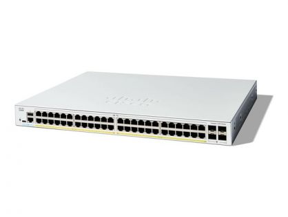 Cisco Catalyst 1200-48P-4G - Switch - L3 - smart - 48 x 10/100/1000 (PoE+) + 4 x Gigabit SFP - rack-mountable - PoE+ (375 W)