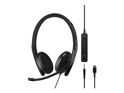 EPOS ADAPT 165T USB-C II - ADAPT 100 Series - headset - on-ear - wired - 3.5 mm jack, USB-C - black - Certified for Microsoft Teams, Optimised for UC