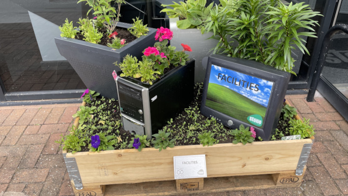 Planter made from old PC at Stone HQ