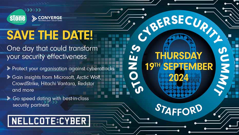 A graphical image with the words Stone's Cyber Security Day set on a circuit board style background