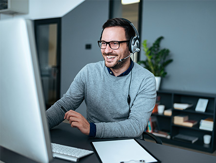 A man at work providing customer service