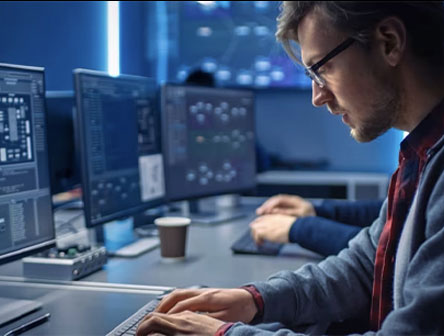 Image of a man working on a computer